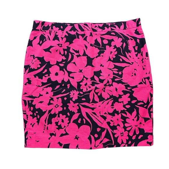 J. Crew‎ Skirt Womens Plus Sz 20 Pink Floral Basketweave Pencil Colorful Bright - Picture 1 of 10